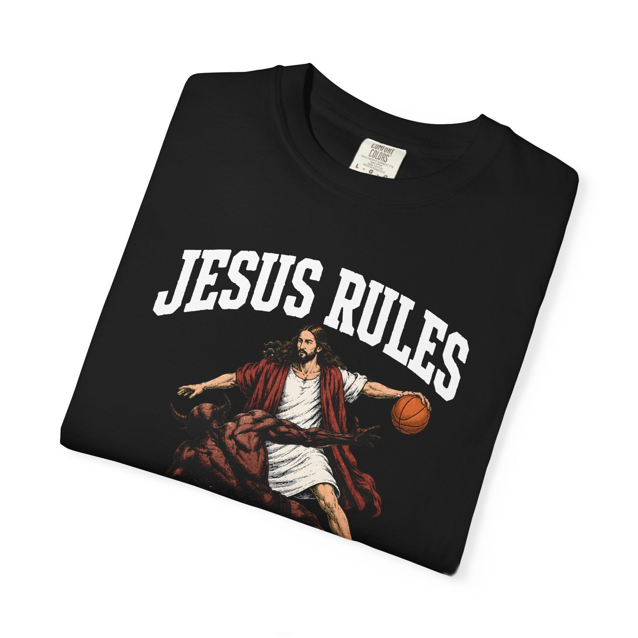 "Jesus Rules Satan Drools" Graphic Tee - Unideus
